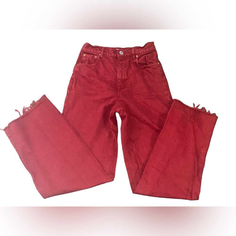 Zara wide leg red jeans women’s size 4